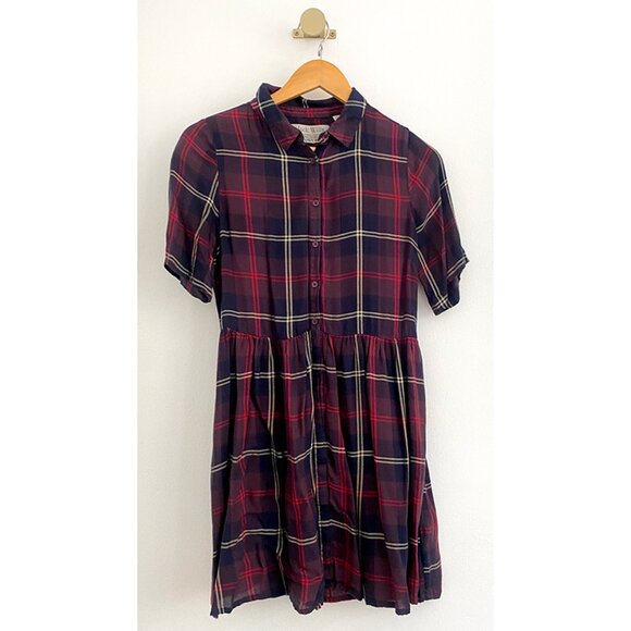 Jack Wills Plaid Shirt Dress – Navy/Burgundy – Size US 4 / Small - Picture 3 of 7
